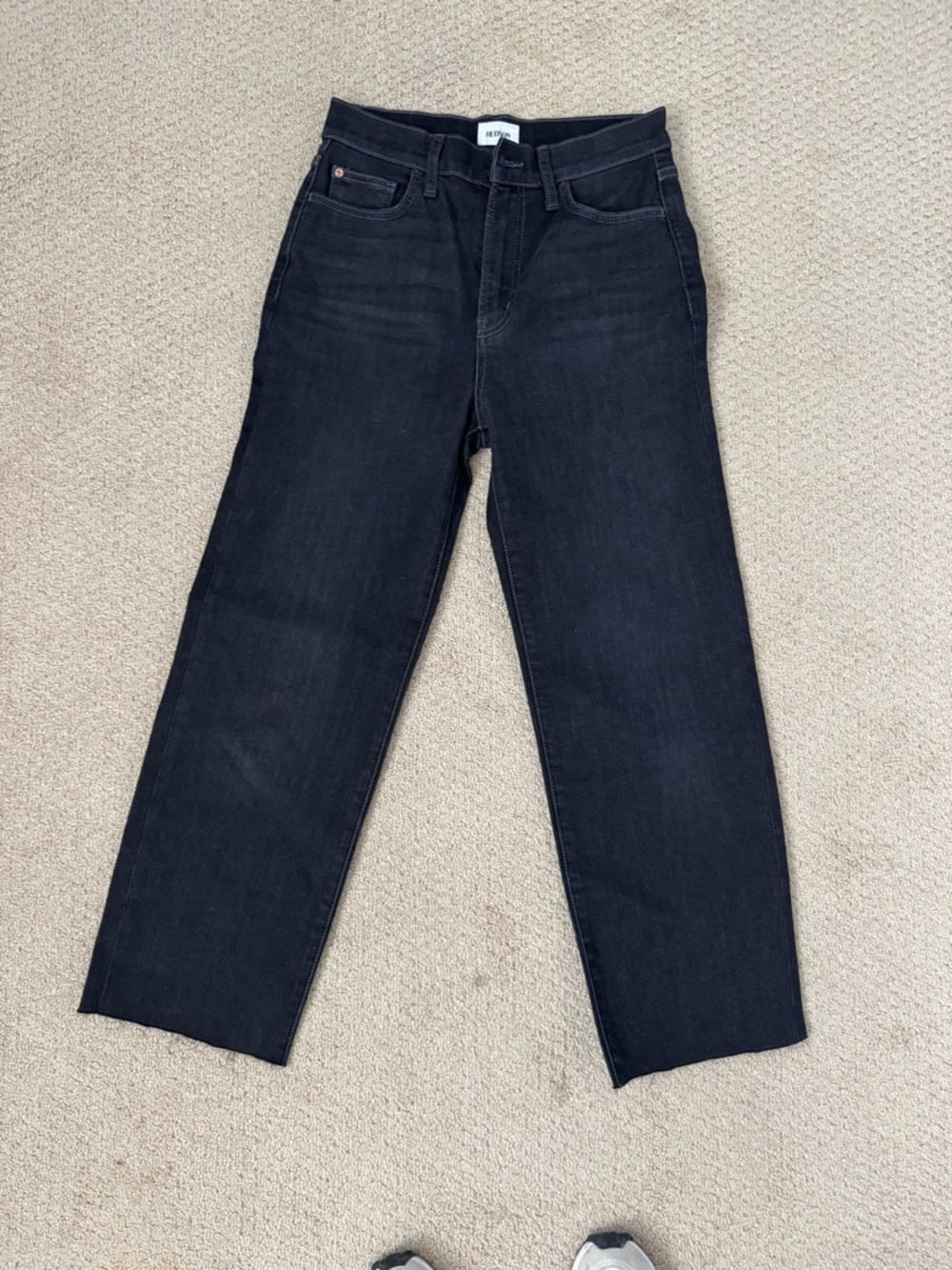 Hudson Jeans Women's NOA Dark Gray Cropped Raw Hem wide leg Denim